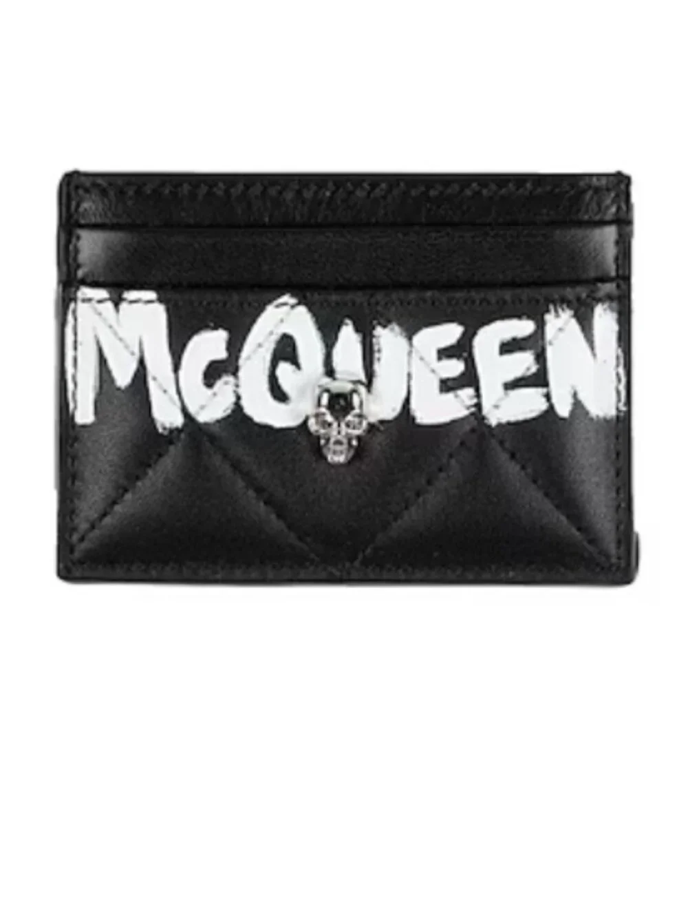 Alexander Mcqueen Quilted Leather Skull Logo Card Holder Case